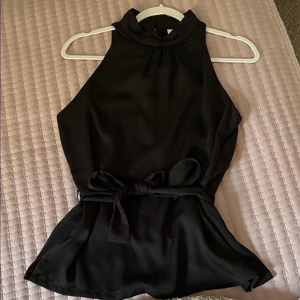 Prologue Black Halter Top with Tie Detail